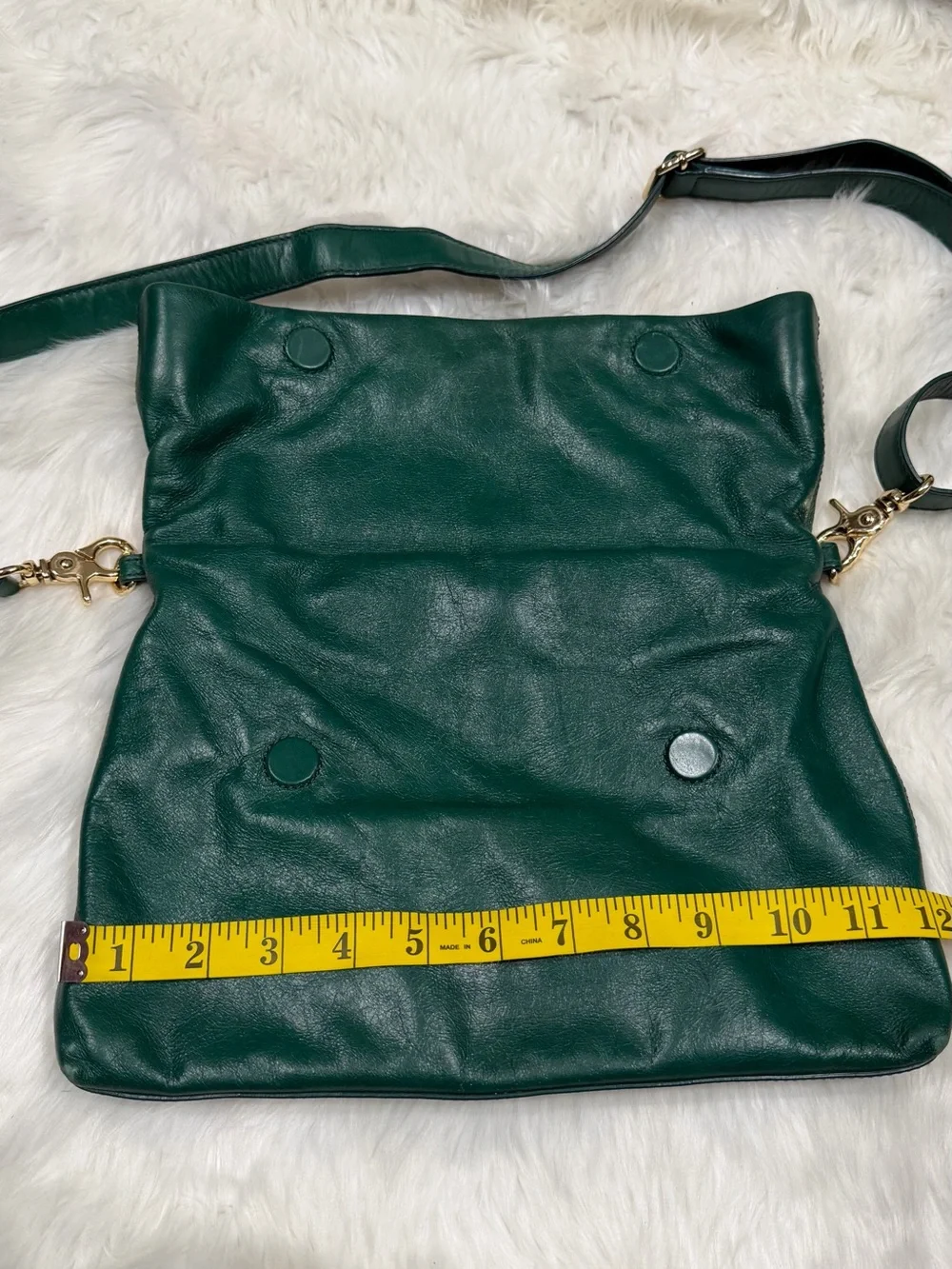 Tory Burch Emerald Green Leather Fold-Over Crossbody with Logo